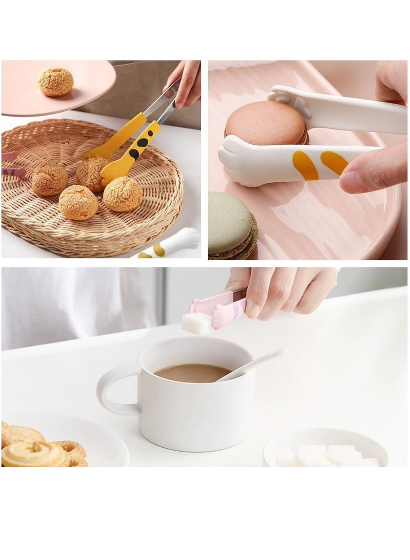 SOLARAE Cute Cat Paw Shaped Steel Cooking Tongs - 7 Inch Kitty Tongs for BBQ, Grilling, Sweets, and Ice Cake Baking. Adorable Kawaii Kitchen Accessory in White. Perfect for Cooking Enthusiasts! - Image 2