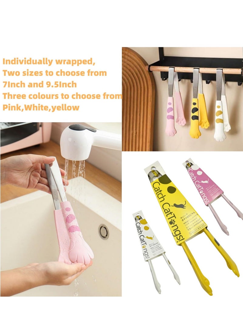 SOLARAE Cute Cat Paw Shaped Steel Cooking Tongs - 7 Inch Kitty Tongs for BBQ, Grilling, Sweets, and Ice Cake Baking. Adorable Kawaii Kitchen Accessory in White. Perfect for Cooking Enthusiasts! - Image 4