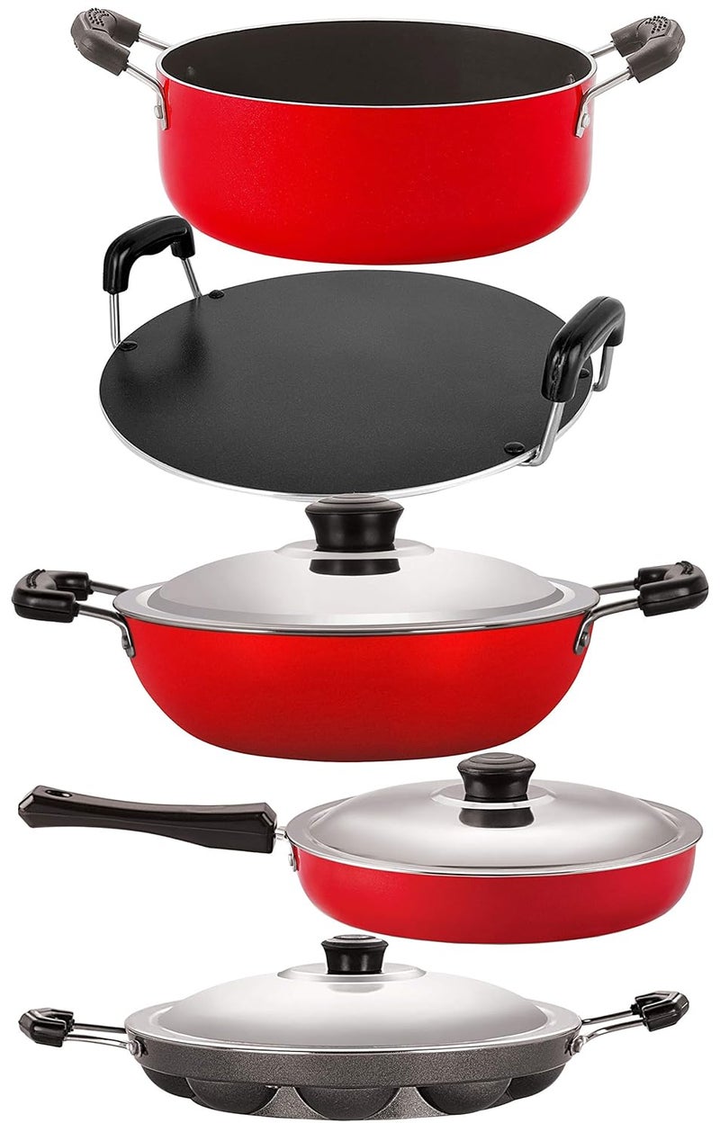 Nirlon Non-Stick Aluminium Dishwasher Safe PFOA Free 5 Piece Cookware Utensils Combo Set Offer - Image 1