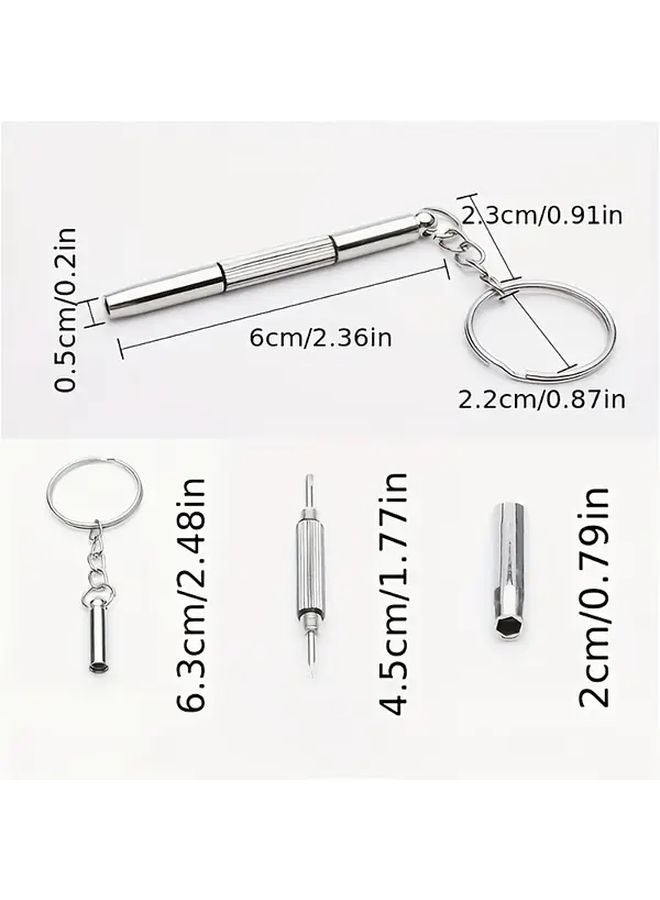Silvery Red Three In One Multi Functional Eyeglass Screwdriver SD Card Tool Portable Repair Kit - Image 4