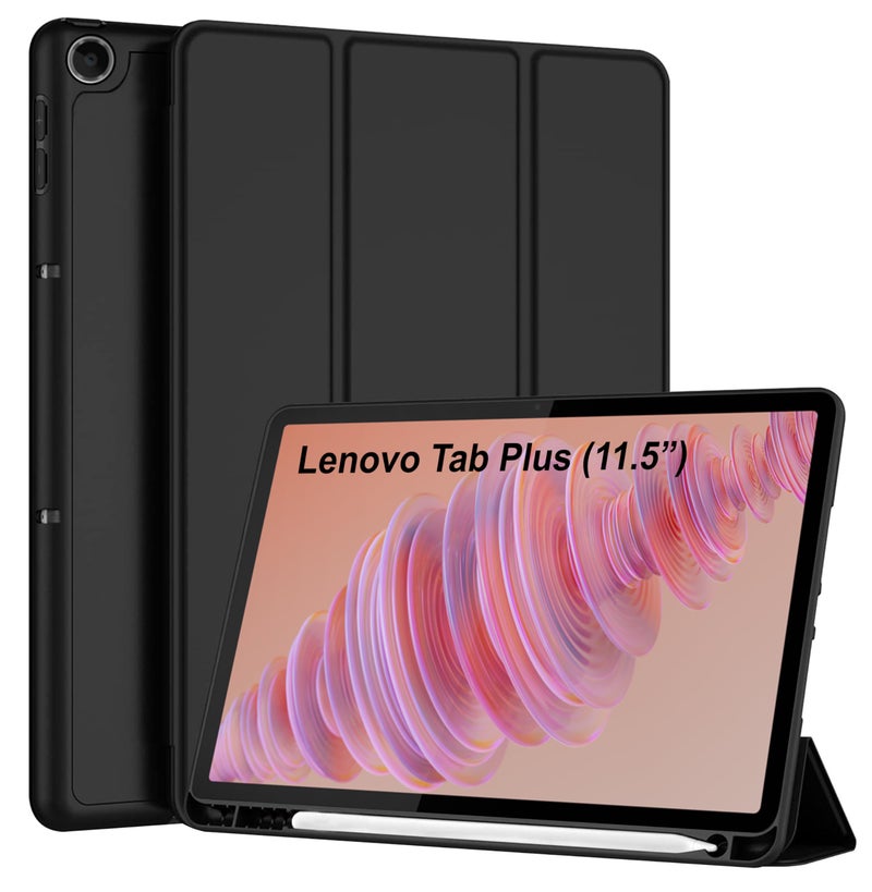 TGK Case for Lenovo Tab Plus 11.5 inch Tablet Trifold Smart Stand Cover (Black) - Image 1