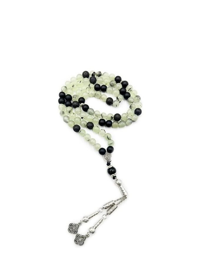 REBUY Prehnite Stone Tasbih Prayer Beads Natural Stone Misbaha Rosary Tasbeeh 99 by REBUY  - Image 1