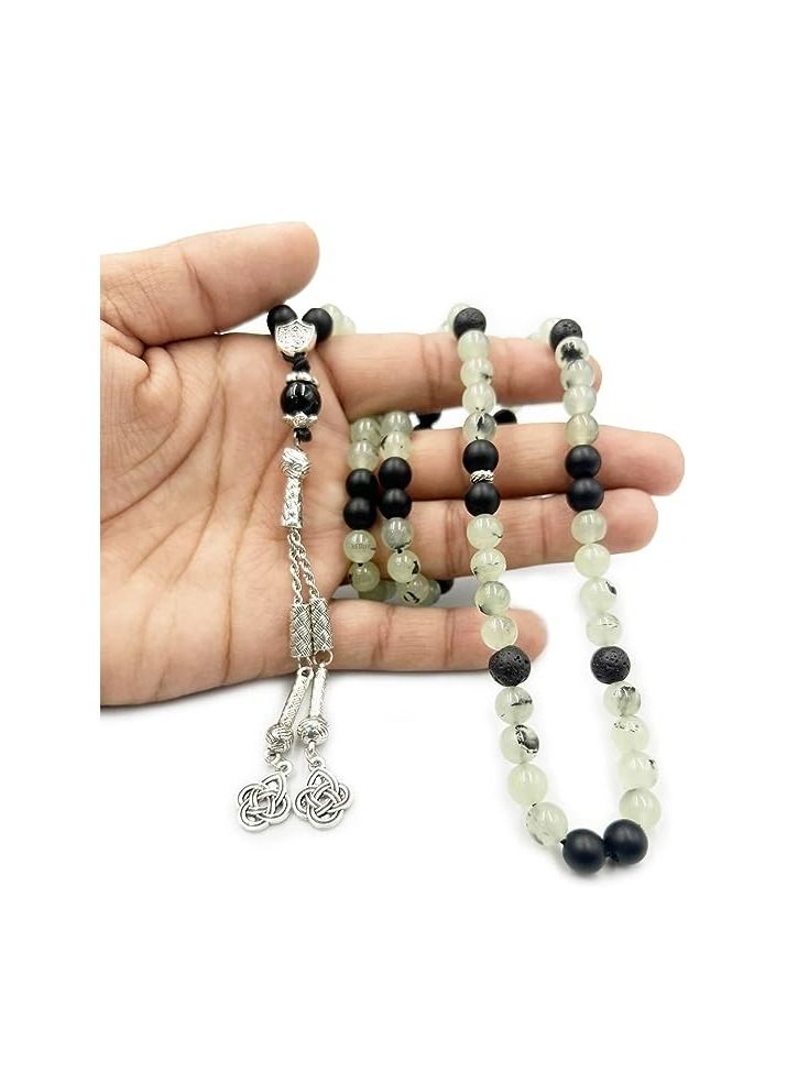 REBUY Prehnite Stone Tasbih Prayer Beads Natural Stone Misbaha Rosary Tasbeeh 99 by REBUY  - Image 4