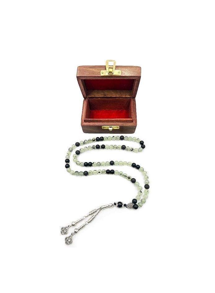 REBUY Prehnite Stone Tasbih Prayer Beads Natural Stone Misbaha Rosary Tasbeeh 99 by REBUY  - Image 3