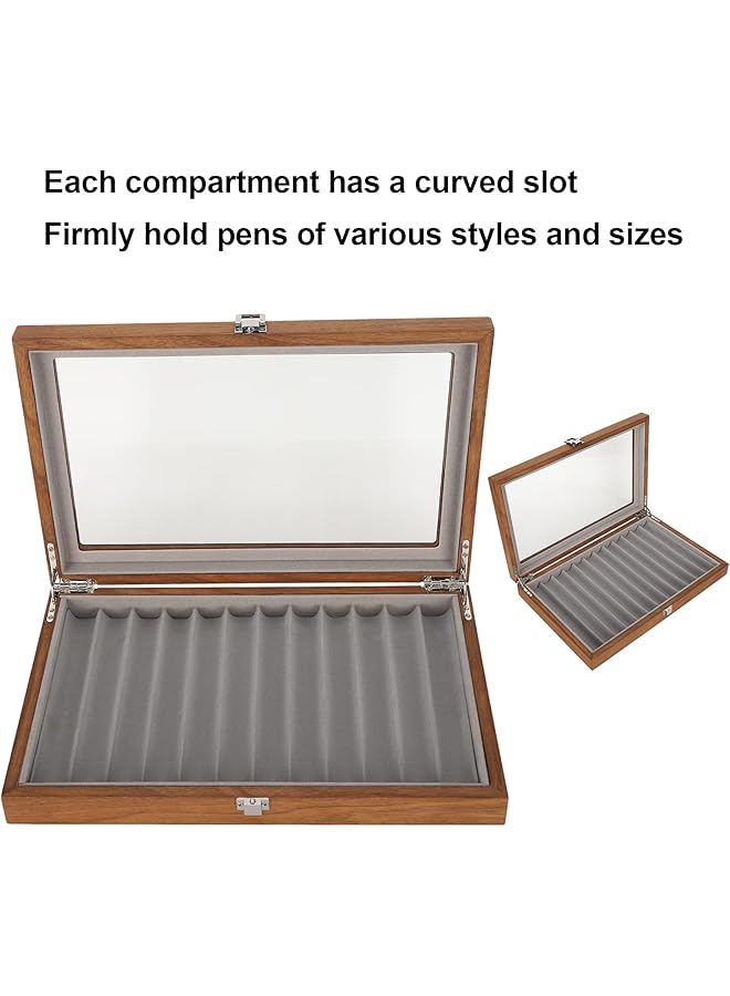 erorex Fountain Pen Display Case 12 Slot Pen Display Box Wood Display Case With Lid Pen Organizer Box Pen Storage Organizer Box For Thanksgiving Christmas Gift - Image 2