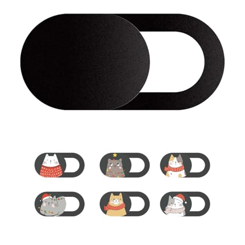 Mizi Webcam Privacy Cover Slide [6 Pack], Cute Camera Blocker Sticker, Protect Your Privacy and Security for Computer, Laptop, Tablets & Phones - Cat Xmas - Image 1