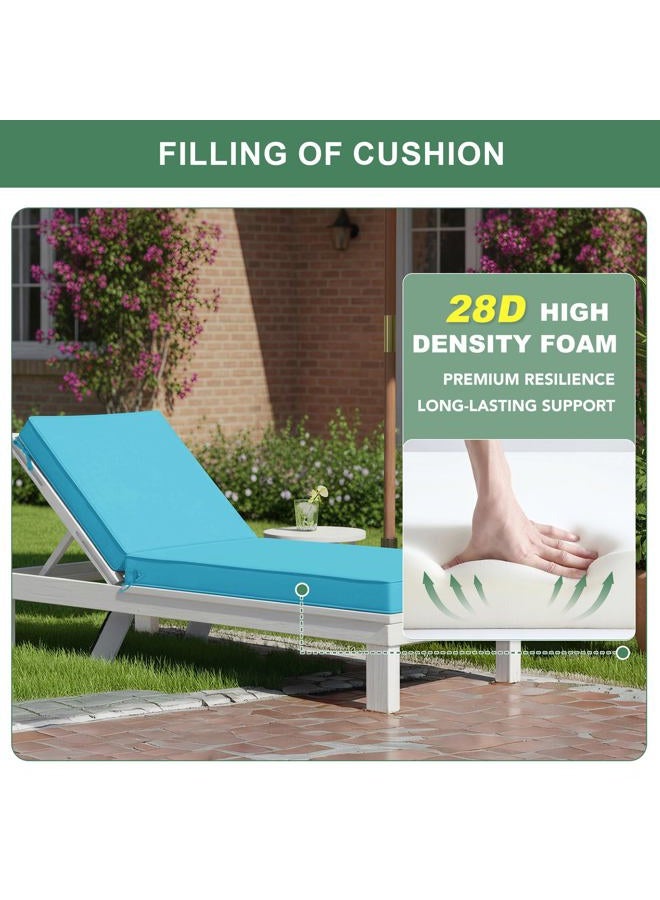 Summsun Chaise Lounge Cushions Outdoor Set of 2 - Waterproof and Fade Resistant Sun Lounger Replacement Cushions - Patio Lounger Pads with Removable Cover for Pool, Deck, Lawn, 72 x 21 x 3 Inch, Teal - Image 5
