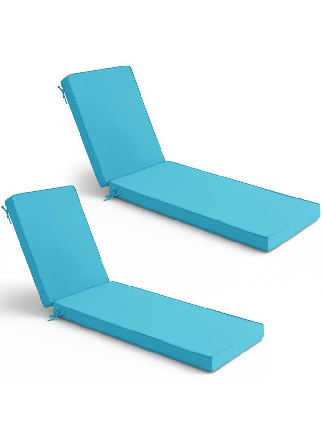 Summsun Chaise Lounge Cushions Outdoor Set of 2 - Waterproof and Fade Resistant Sun Lounger Replacement Cushions - Patio Lounger Pads with Removable Cover for Pool, Deck, Lawn, 72 x 21 x 3 Inch, Teal - Image 1