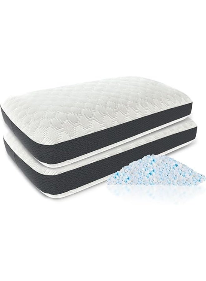 CareFoam Shredded Memory Foam Pillow – Adjustable, Cooling, Firm Support for Side, Back & Stomach Sleepers – Washable Removable Cover – King Size, Pack of 2 - Image 1