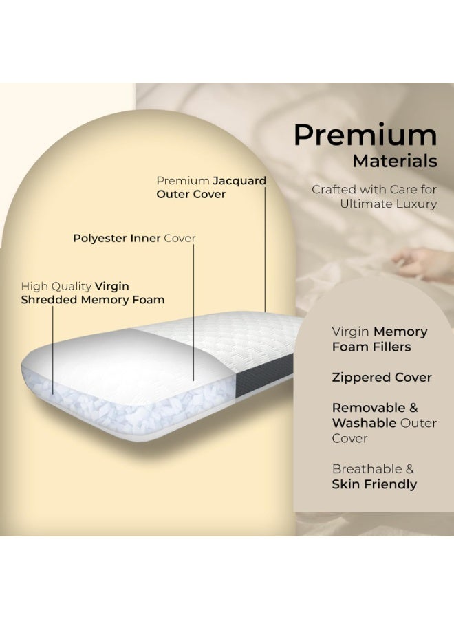 CareFoam Shredded Memory Foam Pillow – Adjustable, Cooling, Firm Support for Side, Back & Stomach Sleepers – Washable Removable Cover – King Size, Pack of 2 - Image 2