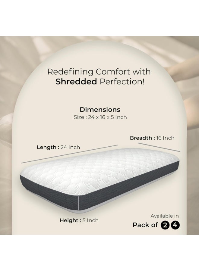 CareFoam Shredded Memory Foam Pillow – Adjustable, Cooling, Firm Support for Side, Back & Stomach Sleepers – Washable Removable Cover – King Size, Pack of 2 - Image 4