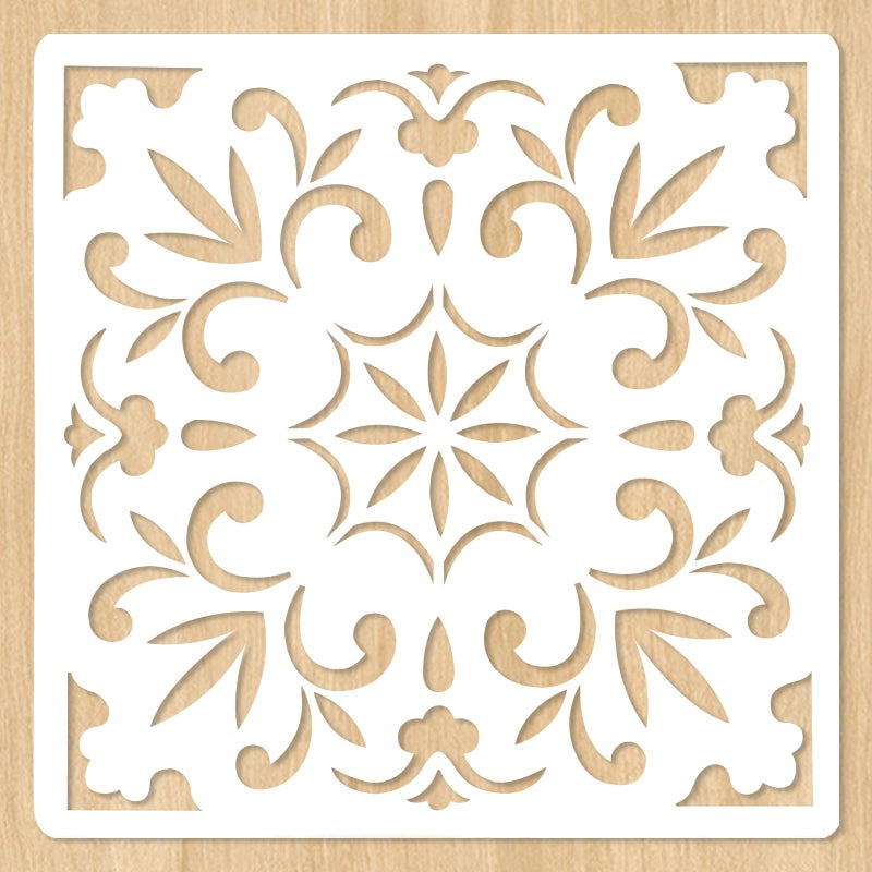 2pcs 12 x 12 Large Mandala Stencil Painting Template for Floor Tile Wall Fabric Wood and Furniture  Reusable Flower Stencil DIY Painting Stencil Art Craft Stencils