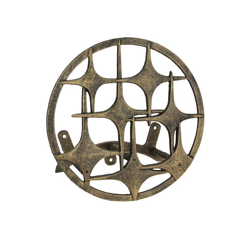 Zeckos Bronze Finish Cast Iron MCM Stars Wall Mounted Hose Holder  Stylish MidCentury Modern Garden Decor Solution  115 Inches in Diameter WeatherResistant 