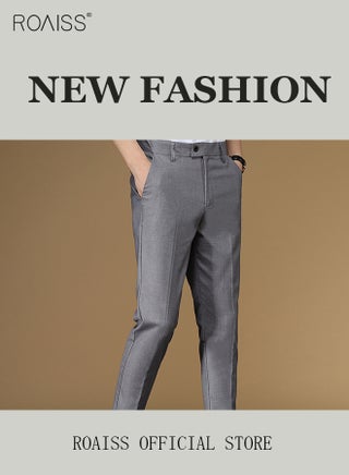 Men Slim Fit Straight Leg Dress Pants, Stretch Cropped Mid Rise Formal Trousers, Tailored Flat Front Suit Pants, Slimming Comfortable Business Slacks for Office Work Wedding Daily Casual, Light Gray - view 5