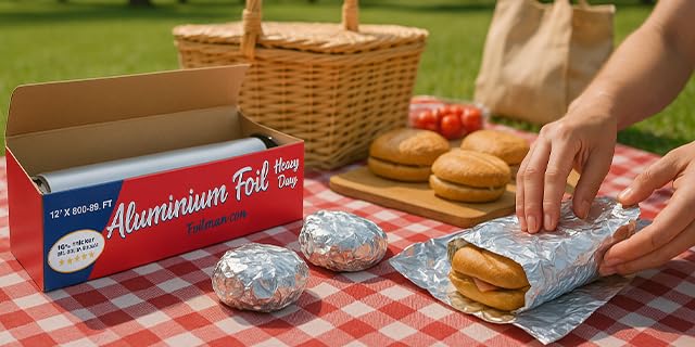 Foilman Thick & Heavy Duty Aluminum Foil Roll with Sturdy Corrugated Cutter Box, Food Safe Cling Wrap for Cooking, Baking, Roasting, Grilling, Freezer Storage - Durable Kitchen Use - 12 in x 300 sq ft - Image 5