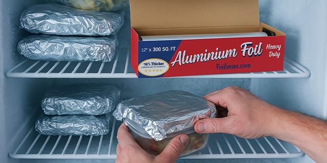 Foilman Thick & Heavy Duty Aluminum Foil Roll with Sturdy Corrugated Cutter Box, Food Safe Cling Wrap for Cooking, Baking, Roasting, Grilling, Freezer Storage - Durable Kitchen Use - 12 in x 300 sq ft - Image 4