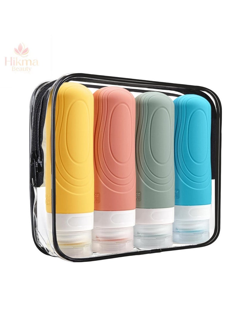 Travel Accessories Travel Bottles for Toiletries, Travel Containers with Labels, Leak Proof Containers for Toiletries,Easy to Carry for Travelling, Clubs, Fitness, Business (90ml Pink 4 Pack) - Image 1