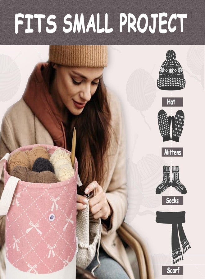 TOGETRUE Yarn Bag, Knitting Crochet Bag, Portable Yarn Storage Bags Organizer for Crocheting Project, Store Skein Ball, Short Knitting Needle (Medium, Bowknot) - Image 5