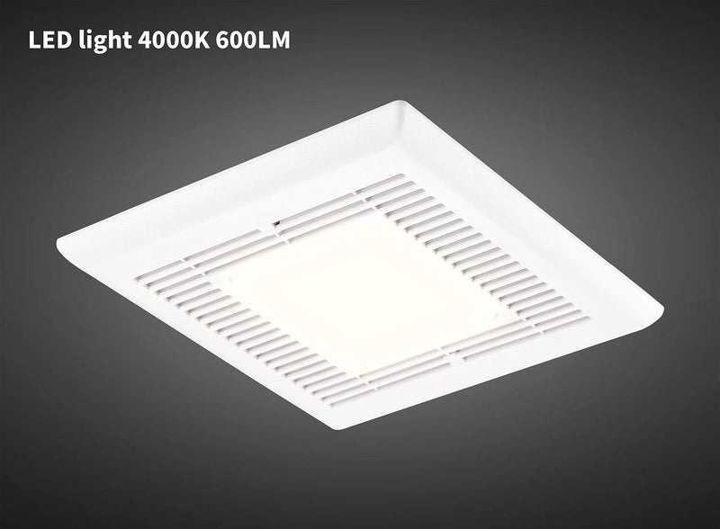 Tech Drive Bathroom Fan with Light 50 CFM 1.0Sone No Attic Access Needed Installation,Very Quiet Bath Ventilation and Exhaust Fan with LED Light 4000K 600LM, 4inch Duct - Image 4