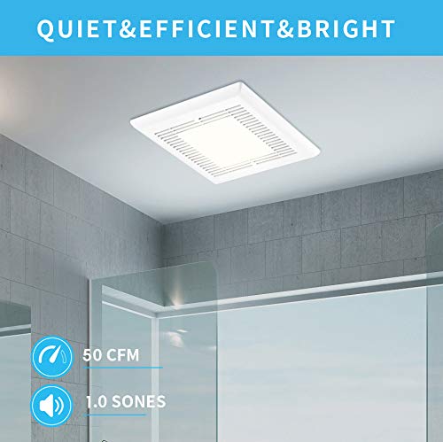 Tech Drive Bathroom Fan with Light 50 CFM 1.0Sone No Attic Access Needed Installation,Very Quiet Bath Ventilation and Exhaust Fan with LED Light 4000K 600LM, 4inch Duct - Image 3