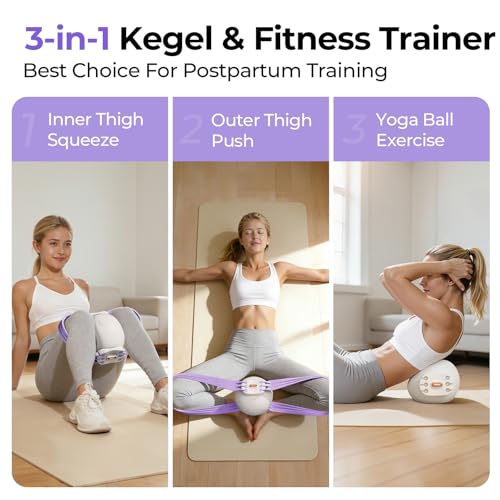 FEIERDUN Thigh Master, Kegel Exerciser, Pelvic Floor Muscle Trainer for Women, Adjustable 5-Level Resistance, Inner/Outer Thigh Leg Hip Glute Arm Toner,Leg-Shaping Ball-Purple - Image 2