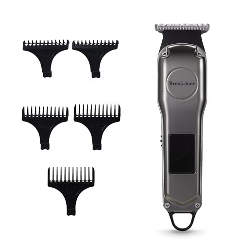 Brookstone Metallic Cordless TBlade Hair Clipper Precision Cutting with Rechargeable Battery Sleek Metallic Finish Black - Image 1