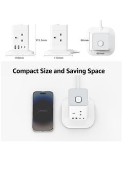 Excefore Cube Extension Lead with USB Slots, 4 Way Multi Plug Extension Socket with 2 USB C and 2 USB A, 13A 3250W Power Strip with Switch 1.5M Extension Cords for Desk Home Office Travel  - Image 5