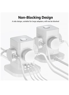 Excefore Cube Extension Lead with USB Slots, 4 Way Multi Plug Extension Socket with 2 USB C and 2 USB A, 13A 3250W Power Strip with Switch 1.5M Extension Cords for Desk Home Office Travel  - Image 2