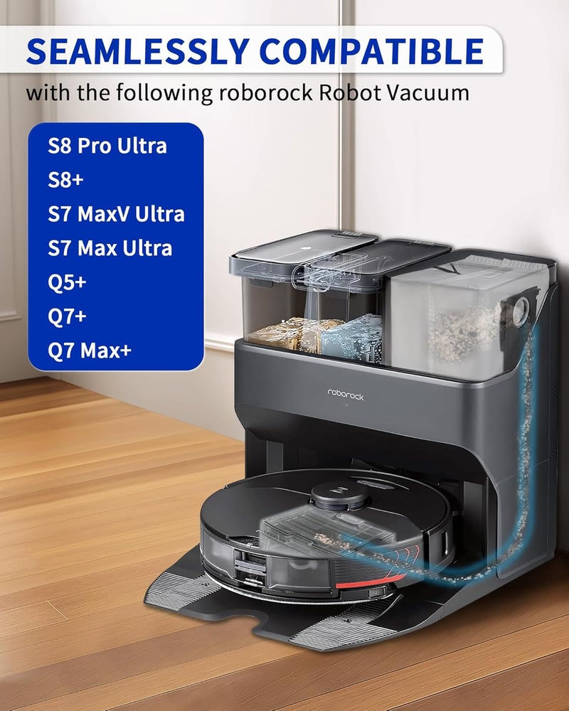 CHIKIXSON Reusable Dust Bags for Roborock S8+/S8 Pro Ultra/S7 MaxV Ultra/S7 Pro Ultra/Q8 Max+/Q7 Max+/Q7+/Q7 M5+/Q5 MAx+/Q5 Pro+/Q5+ Vacuum Cleaner Suction Station Bag Replacement Kit (Pack of 3) - Image 2