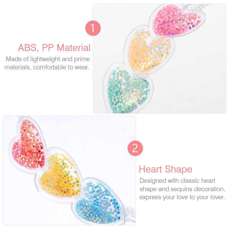 20 Pcs Valentine 's Transparent Heart Headband Glitter Sequins Hairband Headpiece - Image 5