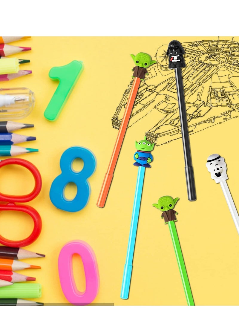 Excefore Party Favors Gel Pen - 25Pcs Galaxy Wars Themed Gifts for Kids Decorations, Baby Star Themed Pens Black Baby Yoda Pens for Birthday Party Favors Prize Carnival Goodie Bag Filling Rewards  - Image 4
