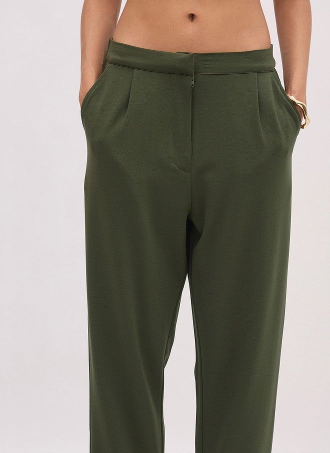 ساسافراس طقم بلوزة بياقة بيتر بان خضراء زيتونية مع بنطلون - Image 3