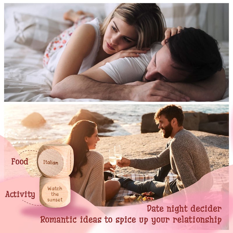 STOFINITY Date Night Dice Game for Couples - Food Decision Dice Date Night Game Board, Wooden Dinner Dice for Adults, Couples Dice Anniversary Wood Gifts for Her Him, Couples Games Date Ideas Set - Image 3