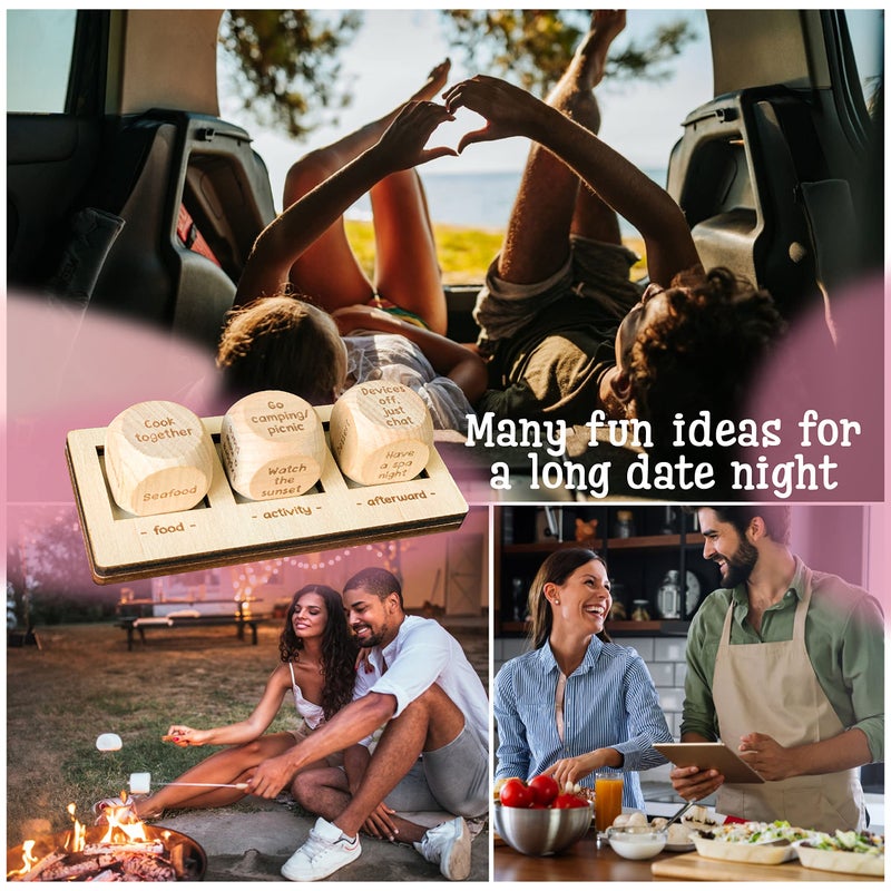 STOFINITY Date Night Dice Game for Couples - Food Decision Dice Date Night Game Board, Wooden Dinner Dice for Adults, Couples Dice Anniversary Wood Gifts for Her Him, Couples Games Date Ideas Set - Image 4