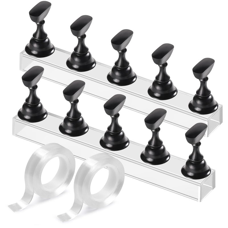 Etercycle Nail Stand Acrylic Nail Art Display Stand Practice Nail Holder for Painting Nails Magnetic Practice Stands with Double-sided Tape For DIY Salon Supplies (Black) - Image 1
