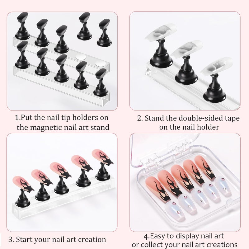 Etercycle Nail Stand Acrylic Nail Art Display Stand Practice Nail Holder for Painting Nails Magnetic Practice Stands with Double-sided Tape For DIY Salon Supplies (Black) - Image 3