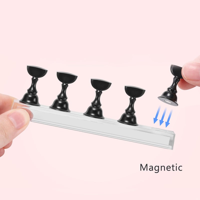 Etercycle Nail Stand Acrylic Nail Art Display Stand Practice Nail Holder for Painting Nails Magnetic Practice Stands with Double-sided Tape For DIY Salon Supplies (Black) - Image 2