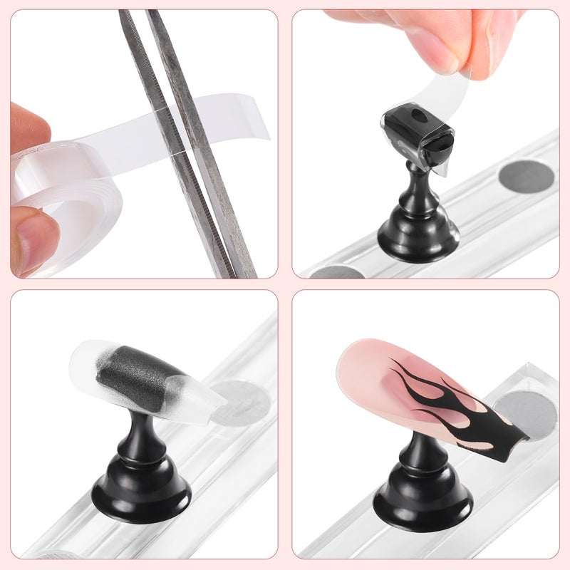 Etercycle Nail Stand Acrylic Nail Art Display Stand Practice Nail Holder for Painting Nails Magnetic Practice Stands with Double-sided Tape For DIY Salon Supplies (Black) - Image 4