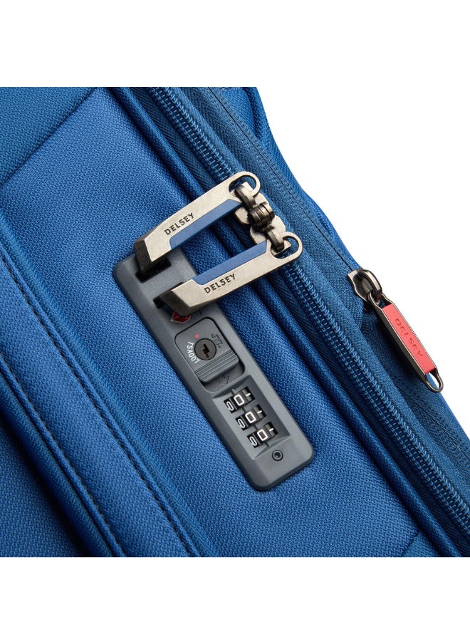 DELSEY Maringa 4 Double Wheels Soft Cabin Trolley 22 Inch Blue  - Image 4
