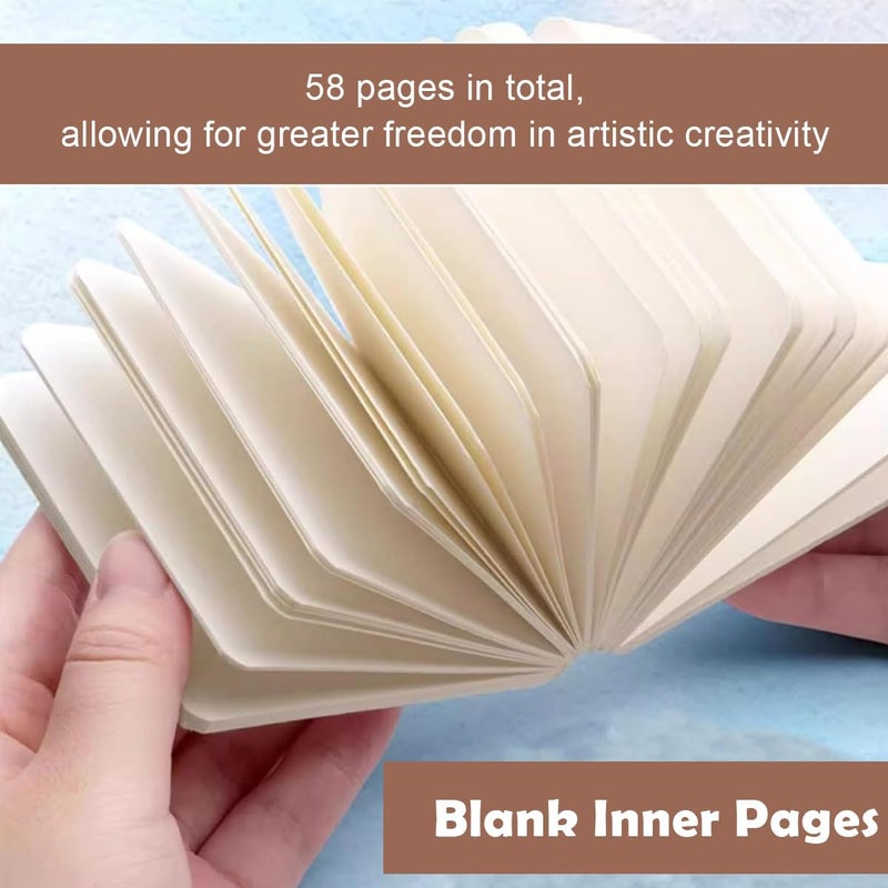 HASTHIP Pocket Watercolor Acrylic Painting Book 12-Color Paints Set with 2.36 inches Mini 8-Grid Palette Brush Pen Travel Sketching Kit Christmas Gift for Kids 2 PCS - Image 3