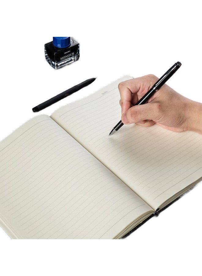 Deli دفتر جلد أعمال كبير 16K من دلي، دفتر اجتماعات، قرطاسية، لوازم مكتبية، 112 ورقة/كتاب، أسود، 3161 - Image 3