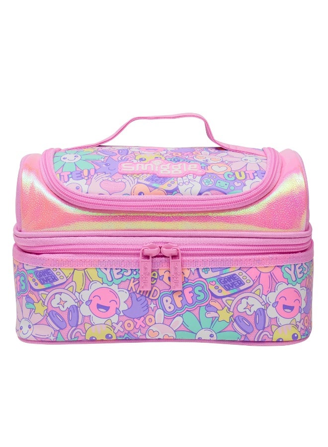 Smiggle Cartoon Floral Double-Decker Lunch Bag | Handheld Insulated Tote for Kids - Image 1