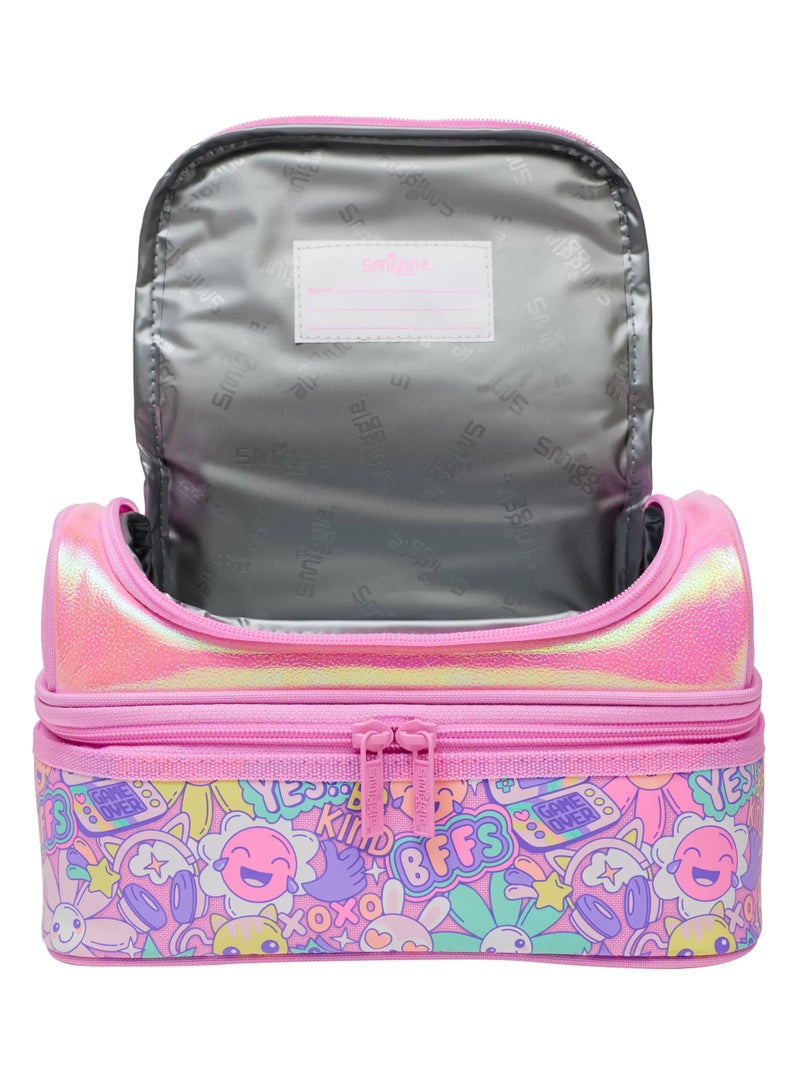 Smiggle Cartoon Floral Double-Decker Lunch Bag | Handheld Insulated Tote for Kids - Image 2