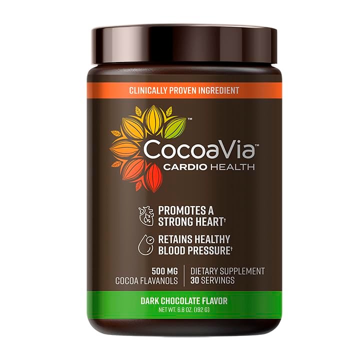 CocoaVia Cardio Health Cocoa Powder, 30 Servings, 500mg Cocoa Flavanols, Support Heart Health, Boost Nitric Oxide, Improve Circulation, Energy, Preworkout, Vegan, Dark Chocolate Cacao - Image 1