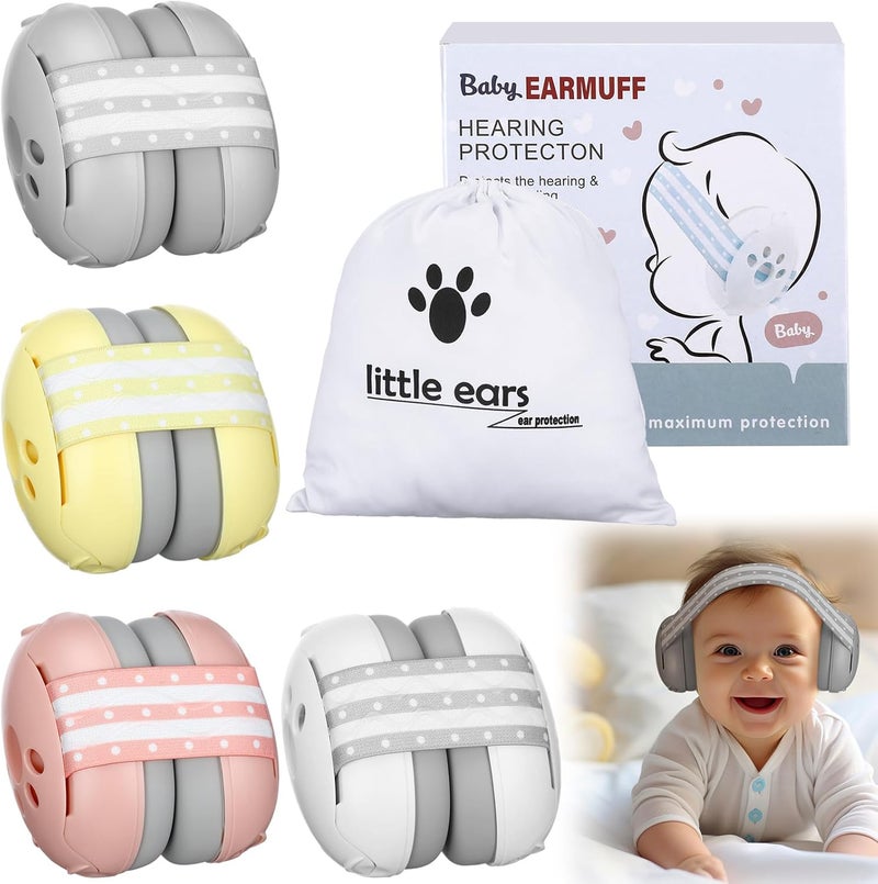Copkim 4 Pack Baby Ear Protection for Babies and Toddlers up to 36 Months Infant Noise Cancelling Headphones Ear Muffs Against Hearing Damage Improves Sleep Travel Baby Bags - Image 1