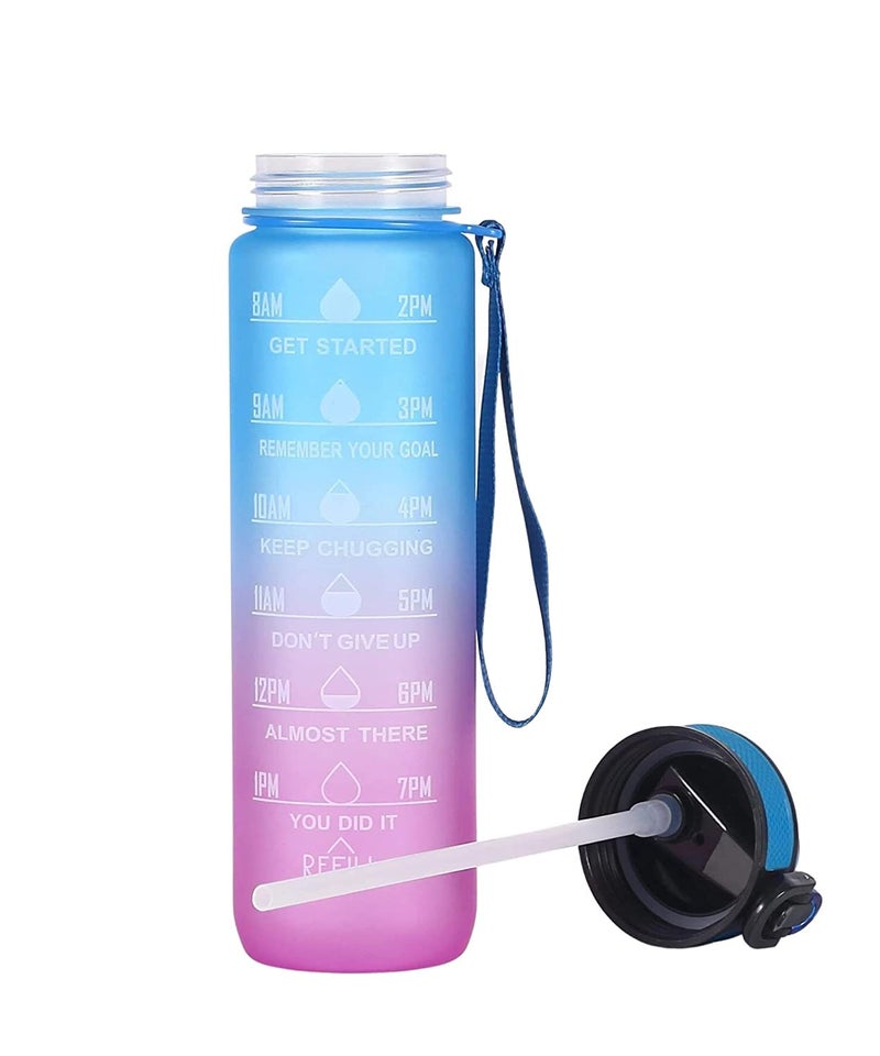 Dhavl Motivational Water Bottle Leakproof BPA Free Drinking Water Bottle with Time Marker Straw Sipper Water Bottle for Adults Fitness Gym Sport and Outdoor 1000ml multi - Image 4