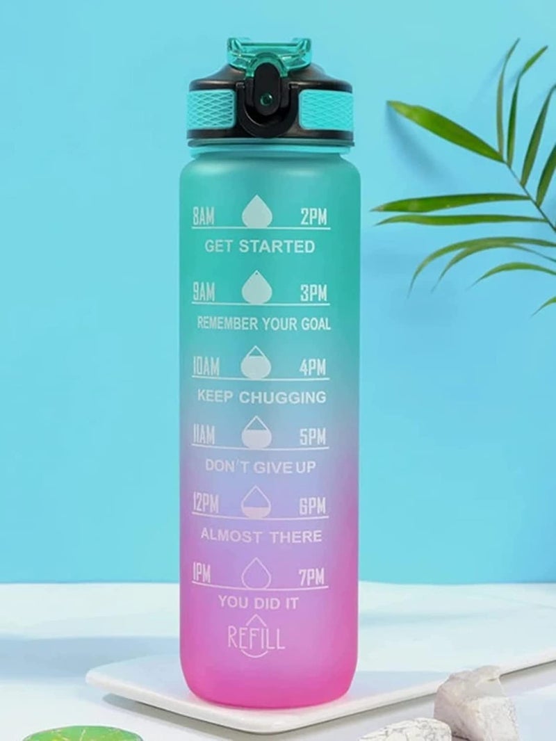Dhavl Motivational Water Bottle Leakproof BPA Free Drinking Water Bottle with Time Marker Straw Sipper Water Bottle for Adults Fitness Gym Sport and Outdoor 1000ml multi - Image 5