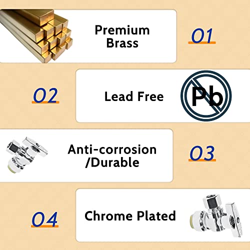 VINTEX 10 Pack Angle Stop Valve 1/2"Push X 3/8" Threaded Compression, 1/2 Inch Push x 3/8 Inch Compression Water Shut Off Valve, 9/16-24UNEF Thread, Copper, CPVC, PE-RT - Image 5