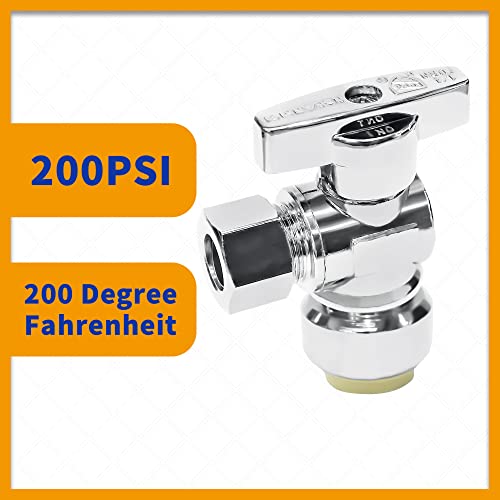 VINTEX 10 Pack Angle Stop Valve 1/2"Push X 3/8" Threaded Compression, 1/2 Inch Push x 3/8 Inch Compression Water Shut Off Valve, 9/16-24UNEF Thread, Copper, CPVC, PE-RT - Image 4