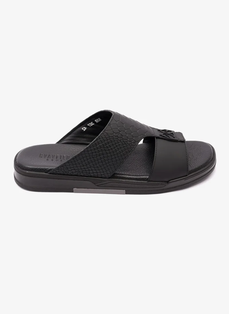 UOMO كافالير UOMO CAVALIER EMBOSSED LEATHER SANDALS